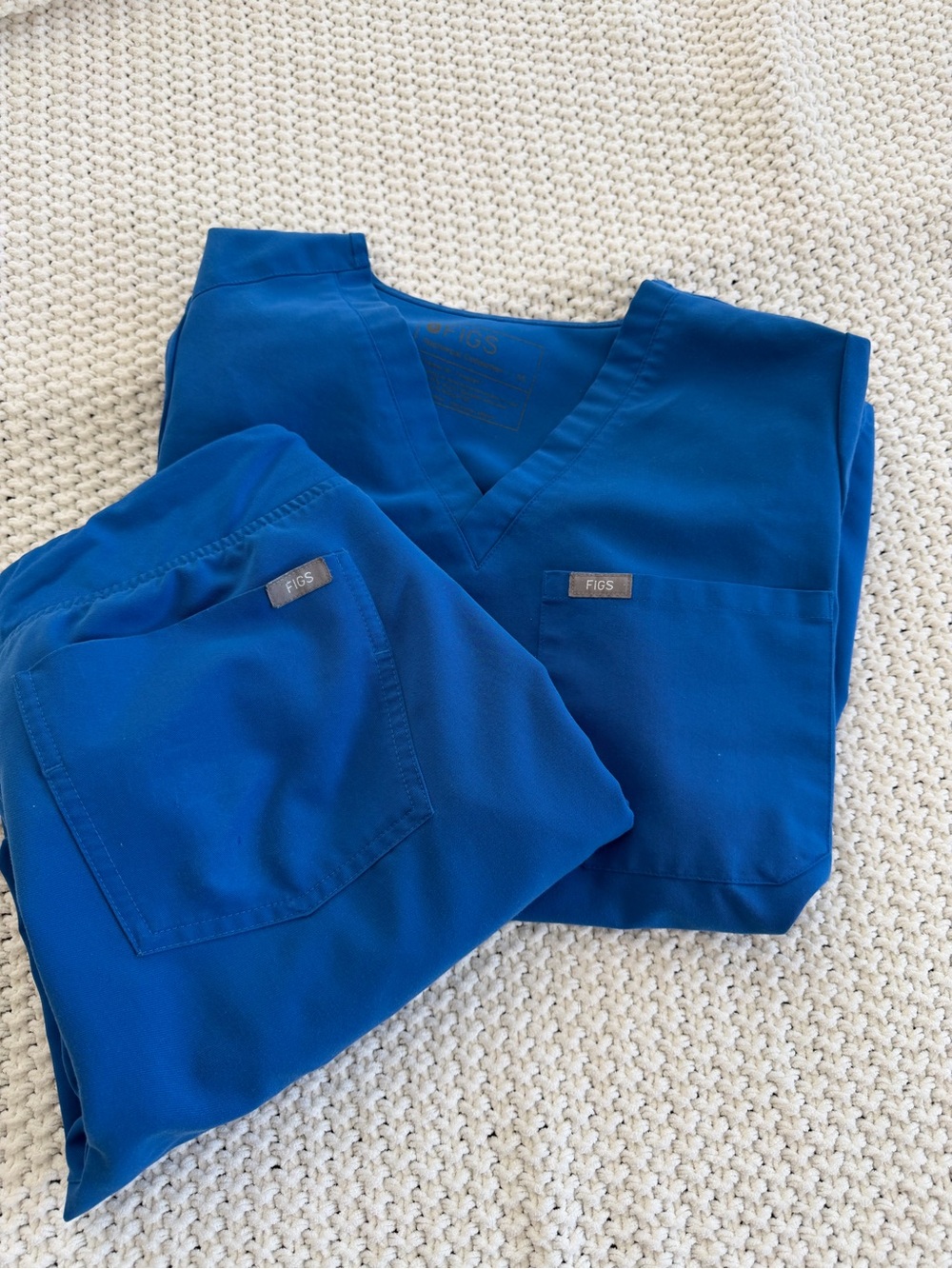 Figs Zamora & Catarina Royal Blue Scrub Set Top Pants XS